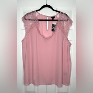 NWT Torrid Blush Lace Detail Sleeveless Blouse - Size 1
